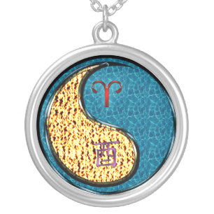 Aries & Water Rooster Silver Plated Necklace