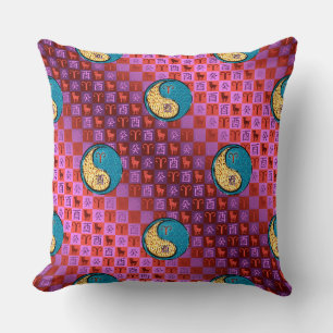Aries & Water Rooster Throw Pillow