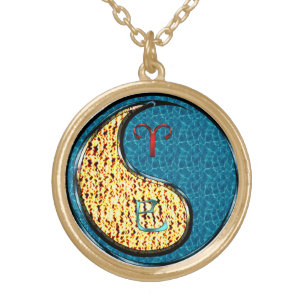 Aries & Water Snake Gold Plated Necklace