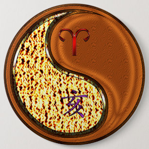 Aries & Wood Boar  Button