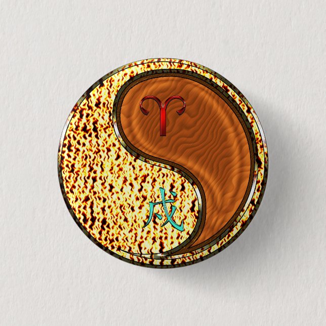 Aries & Wood Dog Button (Front)