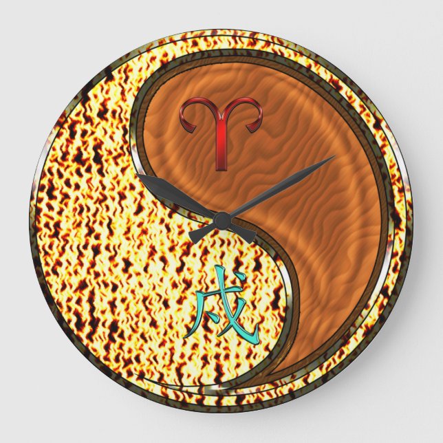 Aries & Wood Dog Large Clock (Front)