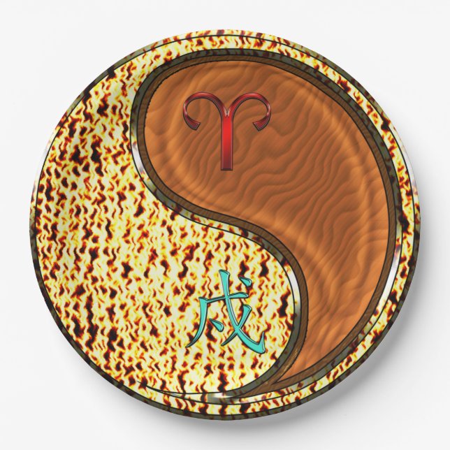 Aries & Wood Dog Paper Plates (Front)