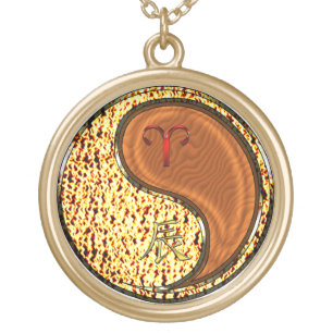 Aries & Wood Dragon Gold Plated Necklace