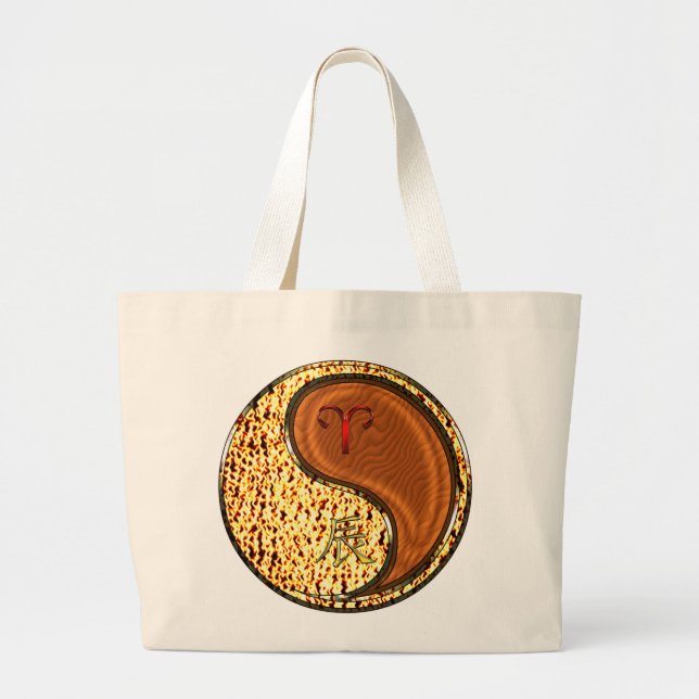 Aries & Wood Dragon Large Tote Bag (Front)