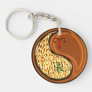 Aries & Wood Goat Keychain
