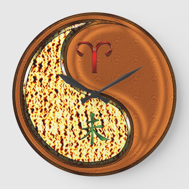 Aries & Wood Goat Large Clock (Front)