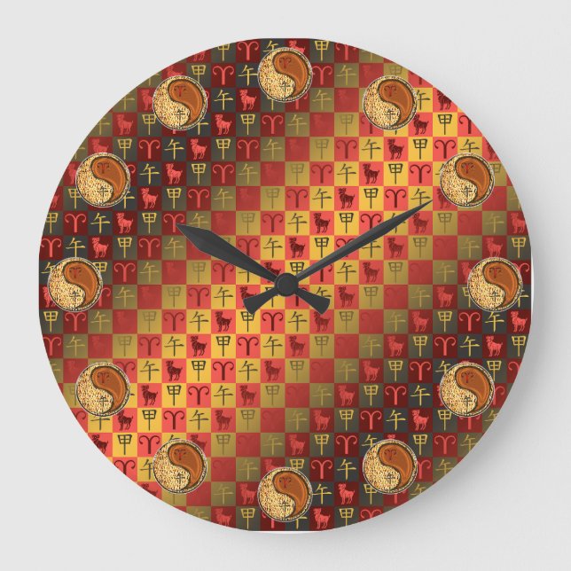 Aries & Wood Horse Large Clock (Front)