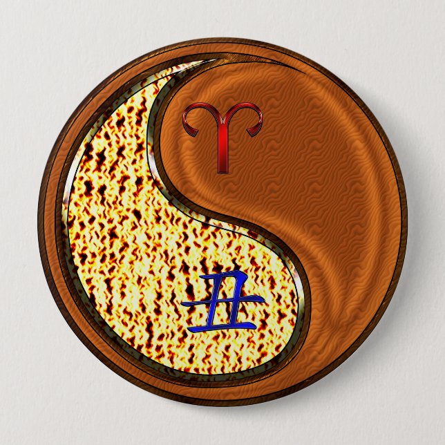 Aries & Wood Ox Button (Front)