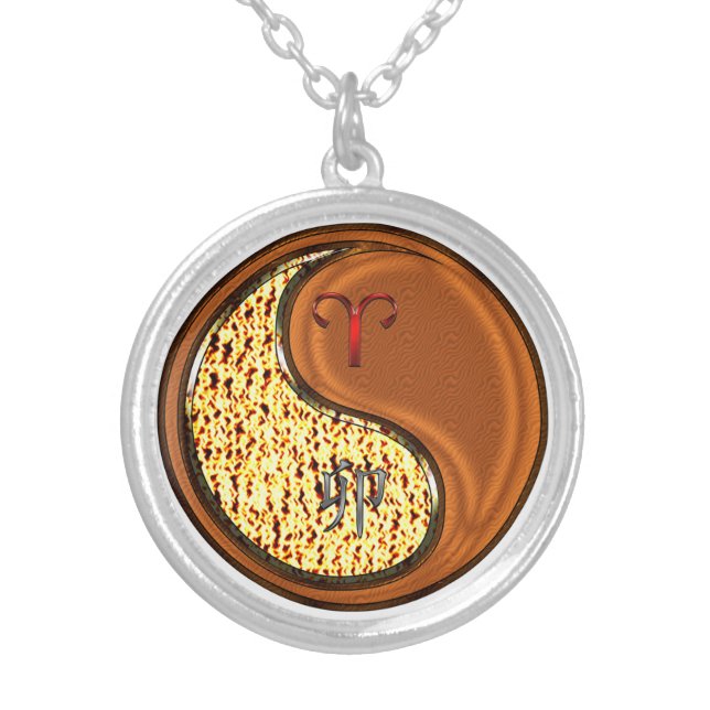 Aries & Wood Rabbit. Silver Plated Necklace (Front)