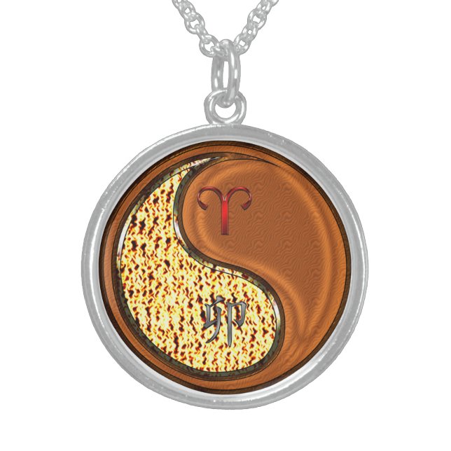 Aries & Wood Rabbit. Sterling Silver Necklace (Front)