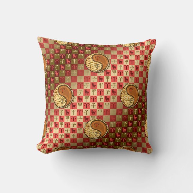 Aries & Wood Rat Throw Pillow (Front)