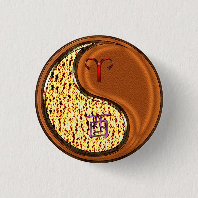 Aries & Wood Rooster Button (Front)