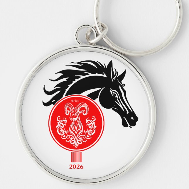 Aries x Custom Year of the Horse 2026 Keychain (Front)