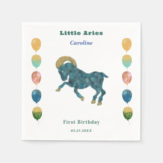 Aries Zodiac 1st Birthday Balloons & Artistic Napkins