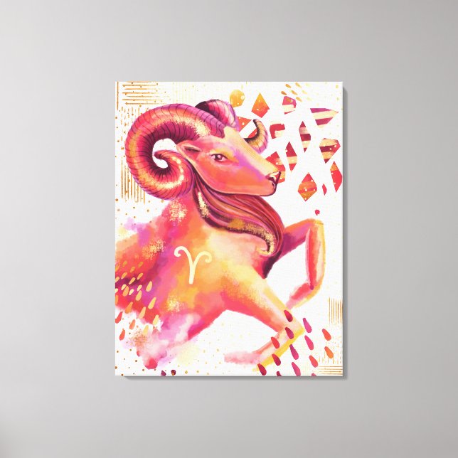 Aries Zodiac Abstract Watercolour Wall Art (Front)