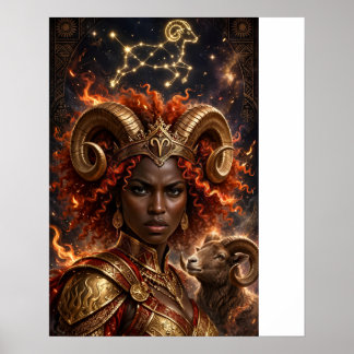 Aries Zodiac African Queen Poster