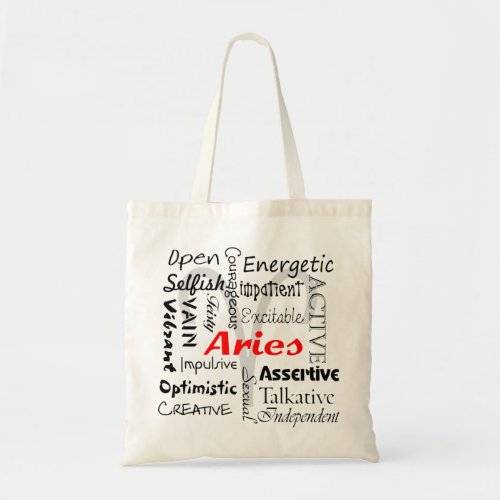 Aries Zodiac Astrology Characteristics Collage Tote Bag