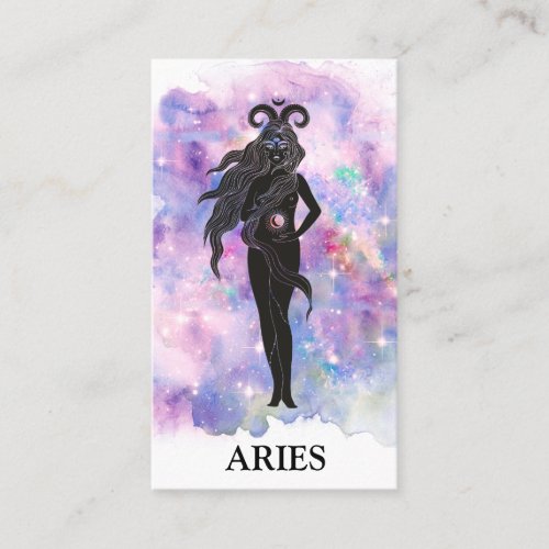  ARIES Zodiac Astrology Readings Blue Pink Business Card