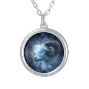 Aries Zodiac Astrology Sign Blue Ram Necklace