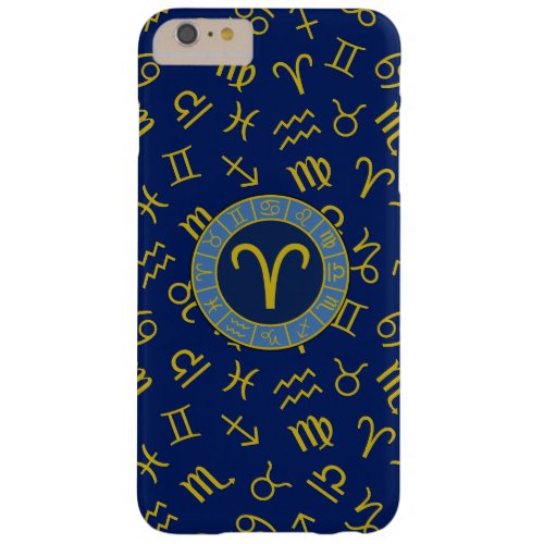Aries ZodiacAstrology Symbols Pattern GoldBlues Barely There iPhone 6 Plus Case