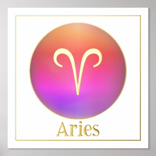 Aries Zodiac Aura Gold Foil Prints