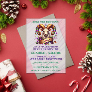 Aries Zodiac Baby Shower Lavender and Green Acrylic Invitations