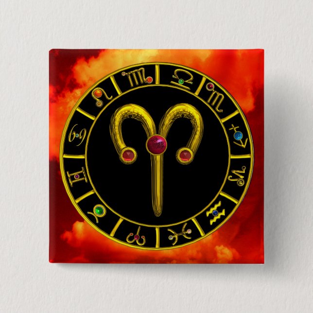 ARIES ZODIAC BIRTHDAY JEWEL BUTTON (Front)