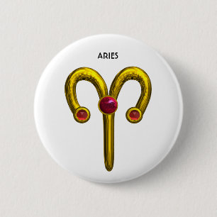 ARIES ZODIAC BIRTHDAY JEWEL PINBACK BUTTON