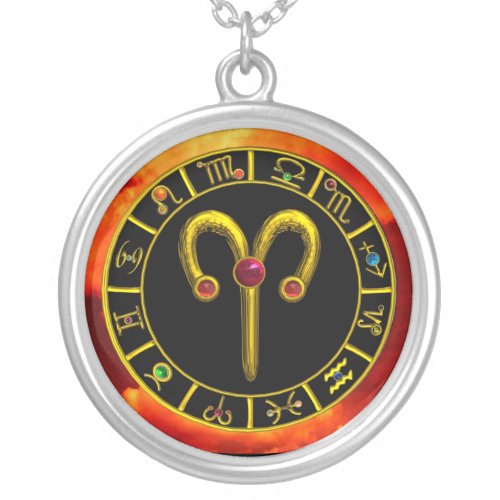 ARIES ZODIAC BIRTHDAY JEWEL RED RUBY Gold Silver Plated Necklace