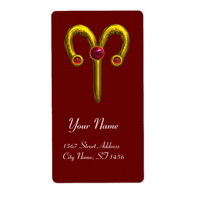 ARIES ZODIAC BIRTHDAY Red Ruby Label (Front)