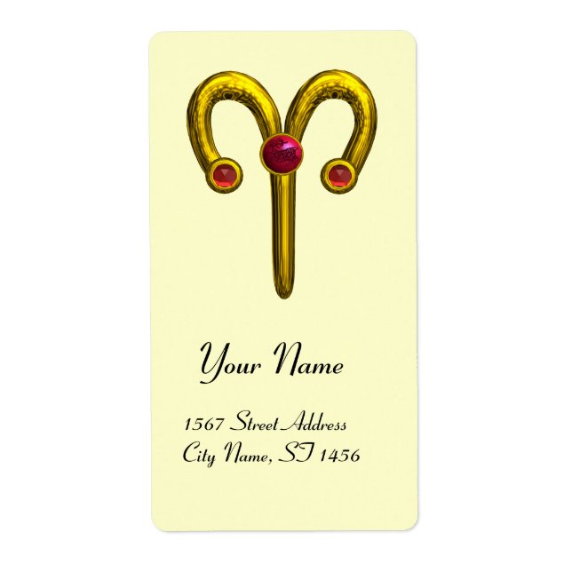 ARIES ZODIAC BIRTHDAY Red Ruby Label (Front)