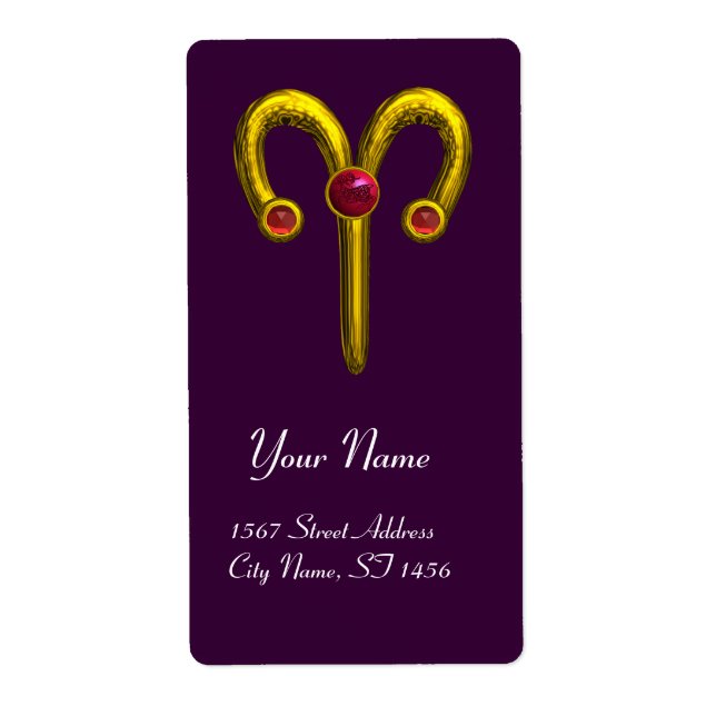 ARIES ZODIAC BIRTHDAY Red Ruby Label (Front)