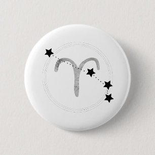Aries zodiac black & silver constellation stars button