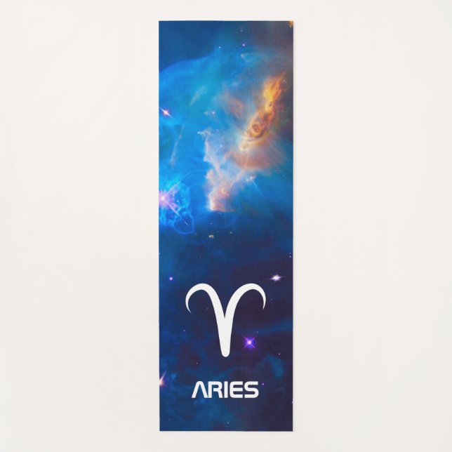 Aries Zodiac Blue Yoga Mat (Front)