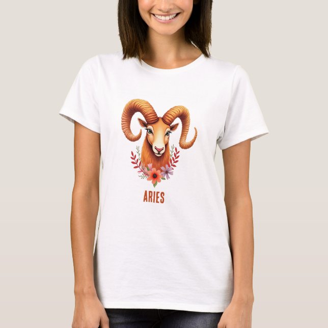 Aries zodiac boho watercolor T-Shirt (Front)