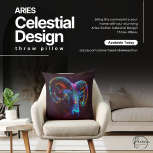 Aries Zodiac Celestial Design Throw Pillow