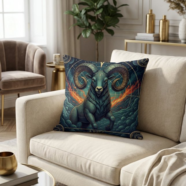 Aries Zodiac Celestial Throw Pillow (Creator Uploaded)