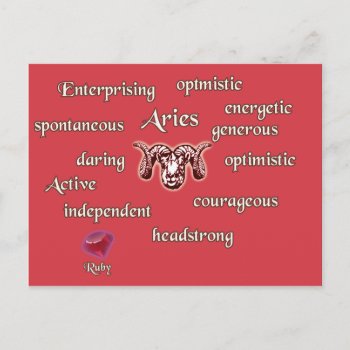 Aries Zodiac Characteristics Postcard by dickens52 at Zazzle