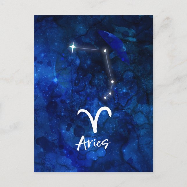 Aries Zodiac Constellation Blue Galaxy Celestial Postcard (Front)