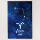 Aries Zodiac Constellation Blue Galaxy Monogram