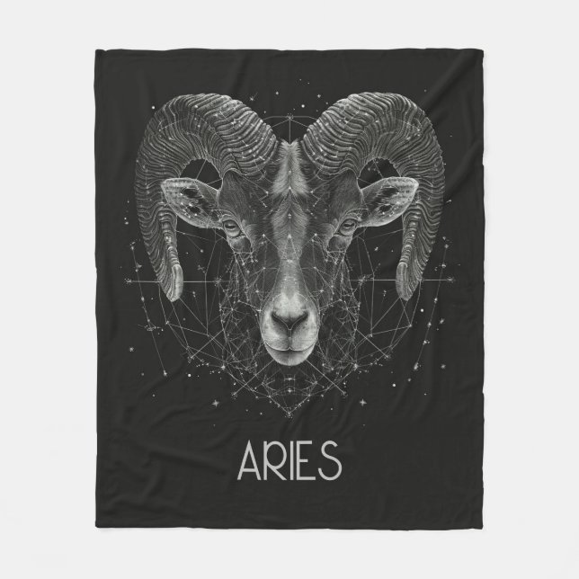 Aries Zodiac Constellation Fleece Blanket (Front)