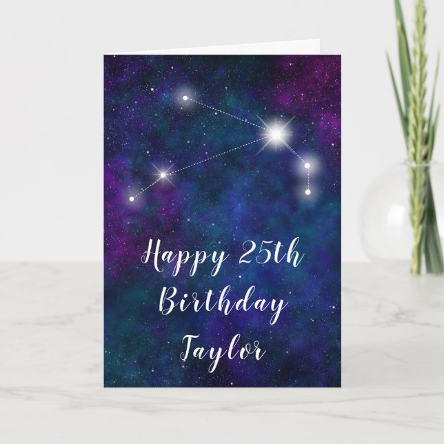 Aries Zodiac Constellation Happy Birthday Card (Front)