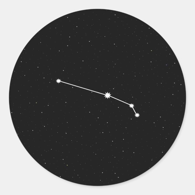 Aries Zodiac Constellation Modern Black & White Classic Round Sticker (Front)