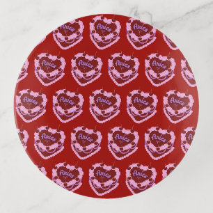 Aries Zodiac Coquette Heart Birthday Cake Trinket Tray