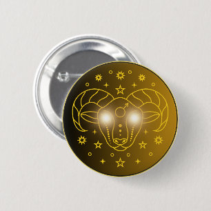 Aries Zodiac Emblem   Minimal Celestial Symbol Button