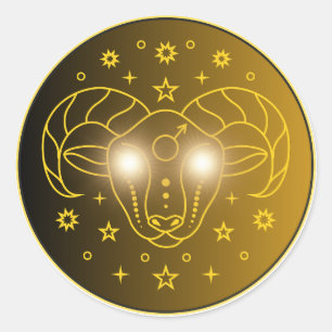 Aries Zodiac Emblem Minimal Celestial Symbol Classic Round Sticker