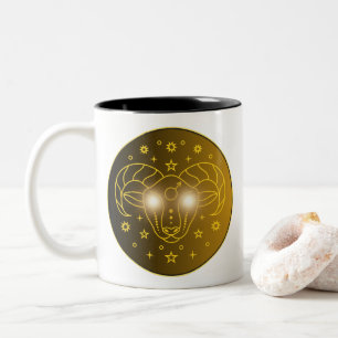 Aries Zodiac Emblem Minimal Celestial Symbol Two-Tone Coffee Mug