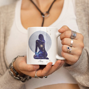 Aries Zodiac Feminine Blue Design Coffee Mug