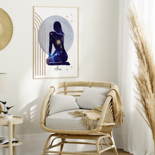 Aries Zodiac Feminine Blue Design Poster (Creator Uploaded)
